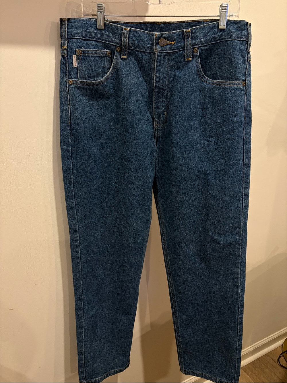 Carhartt Men's Straight Dark Blue Denim Jeans- Relaxed Fit - 34 x 30